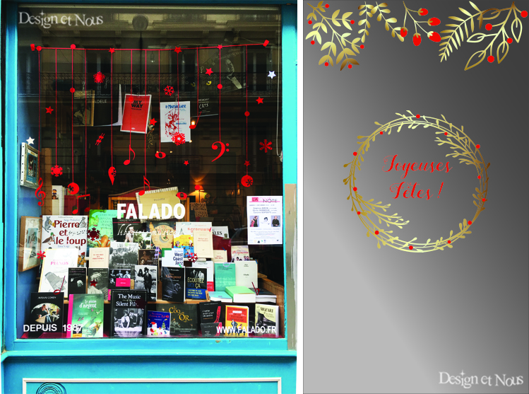 COURONNE DE NOEL IDEE DECO VITRINES STICKERS VITROPHANIE DESIGN ET NOUS