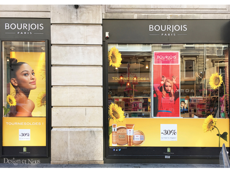 MODE MAROQUINERIE SOLDES VITROPHANIE VITRINE LETTRAGE AUTOCOLLANT SUR MESURE A PERSONNALISER